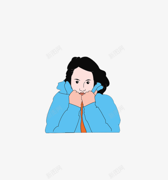 竖起衣领高的女人png免抠素材_88icon https://88icon.com 卡通 天冷 女人 注意保暖 竖起 素材 蓝色 衣领