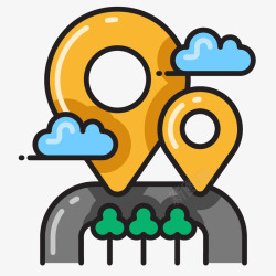 卡通简约线条定位导航装饰素材