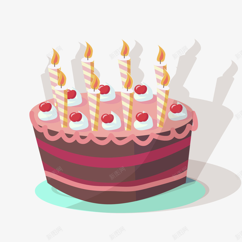 复古生日蛋糕贺卡矢量图ai免抠素材_88icon https://88icon.com 卡通 庆祝 生日快乐 蛋糕 蜡烛 食物设计 矢量图