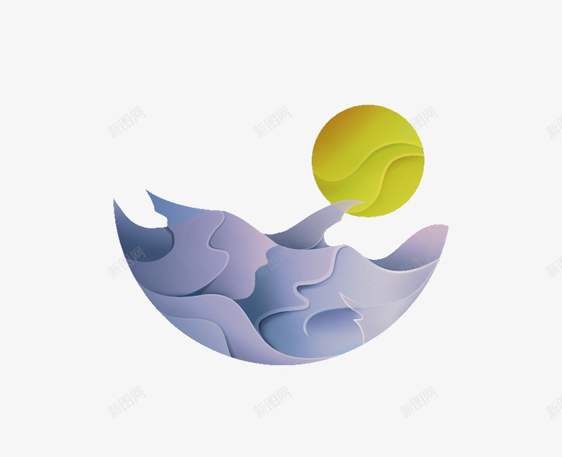 海浪太阳插画png免抠素材_88icon https://88icon.com png图片 png图片素材 免费png素材 卡通 水 波浪 落日