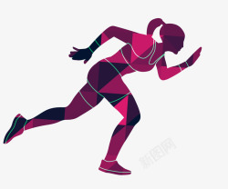 马拉松跑步的女人插画素材