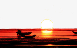 海上小船海上日出美景高清图片