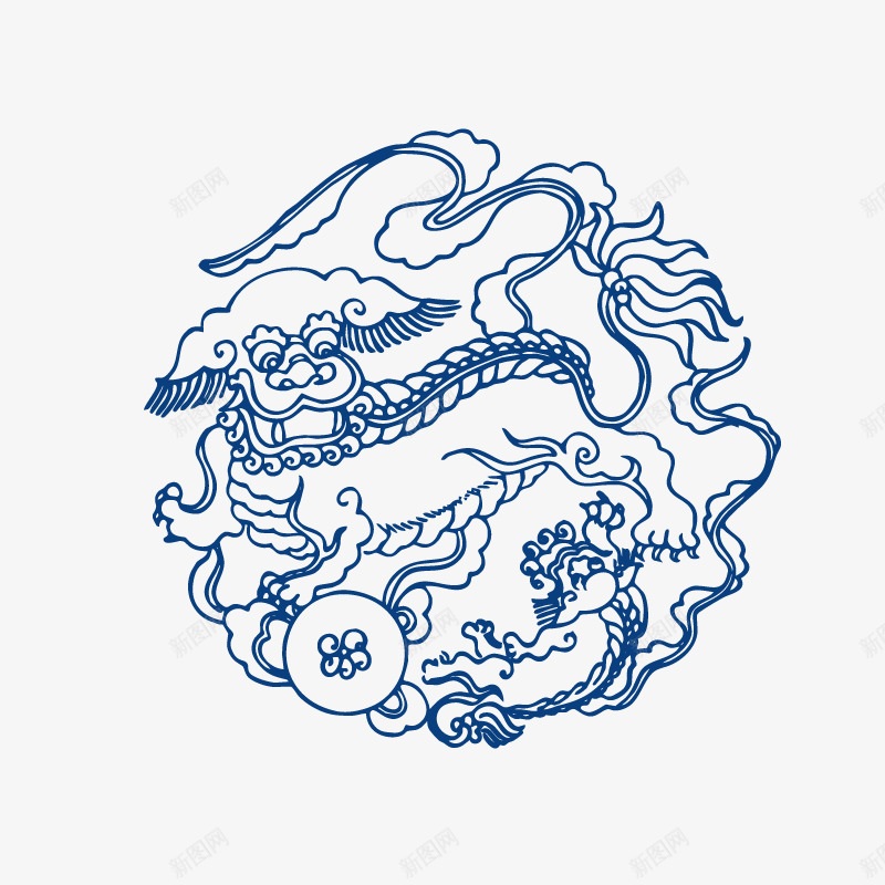 卡通手绘青花瓷图案png免抠素材_88icon https://88icon.com 创意 卡通手绘 美丽的 艺术 蓝色 青花瓷图案