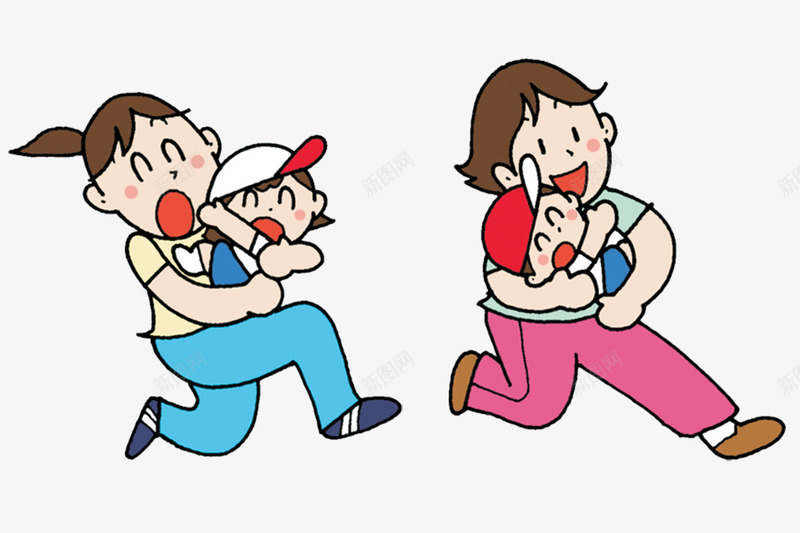 卡通手绘抱着孩子跑步的妈妈png免抠素材_88icon https://88icon.com 儿童 卡通人物 女人 女孩 妈妈 孩子 手绘 插画 比赛 男孩 跑步