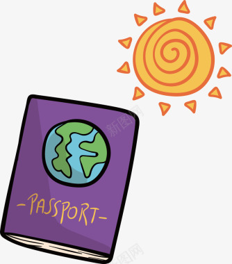 夏日元素图标矢量下载红太阳护照旅游出行元素图标矢量图图标
