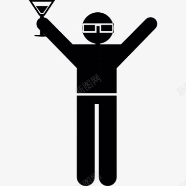 戴眼镜戴眼镜的男人和鸡尾酒在一方图标图标