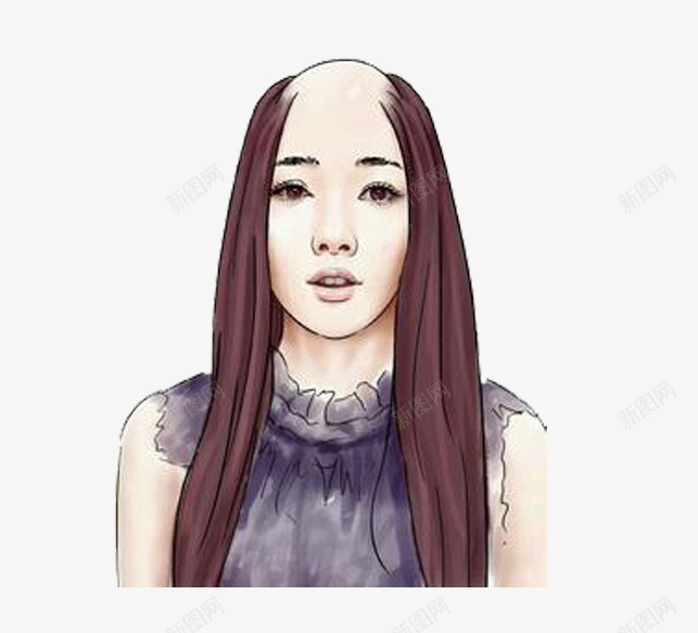 秃顶的长发女人手绘图png免抠素材_88icon https://88icon.com 女人 手绘 秃顶 素材 长发