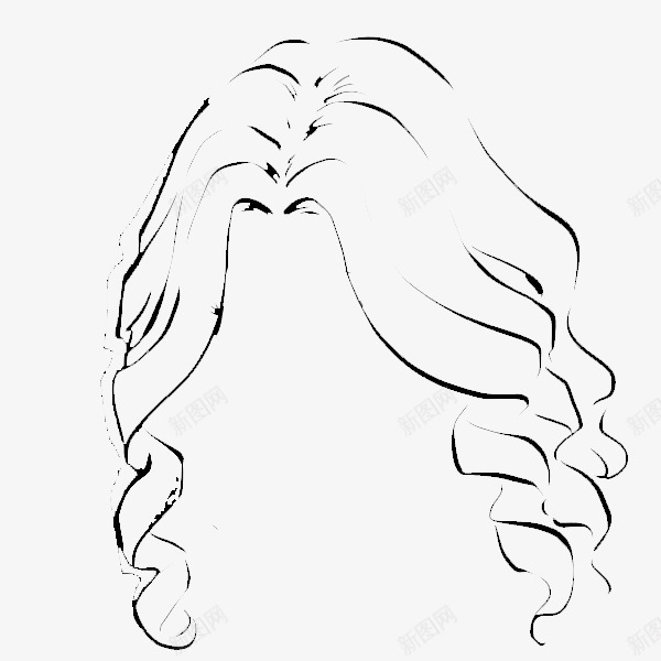 手绘单线卷发女士发型png免抠素材_88icon https://88icon.com 卷发造型 头发造型 女士头发 女生发型 波浪卷发长发 长发卷发女士发型 长发造型 黑白卷发发型
