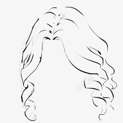 卷发造型手绘单线卷发女士发型高清图片