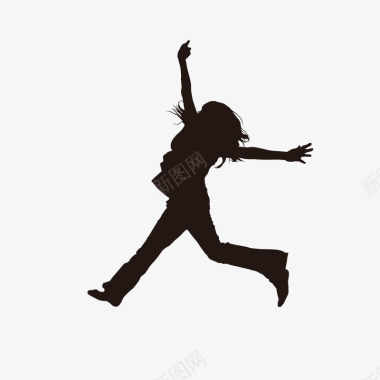 动作跳跃起来的女人剪影图标图标