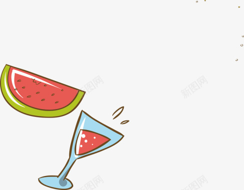 饮料图片西瓜饮料彩色夏季沙滩度假元素矢量图图标图标