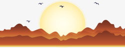 太阳海鸥山矢量图素材
