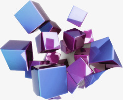 蓝紫色漂浮方块装饰素材