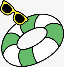 绿色游泳圈创意手绘合成绿色的游泳圈太阳镜高清图片
