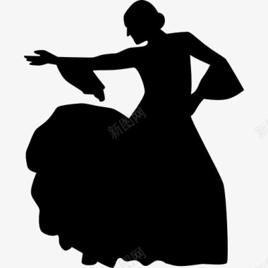 跳舞的女人剪影图标图标