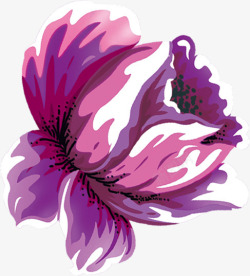 手绘紫色水彩牡丹花素材