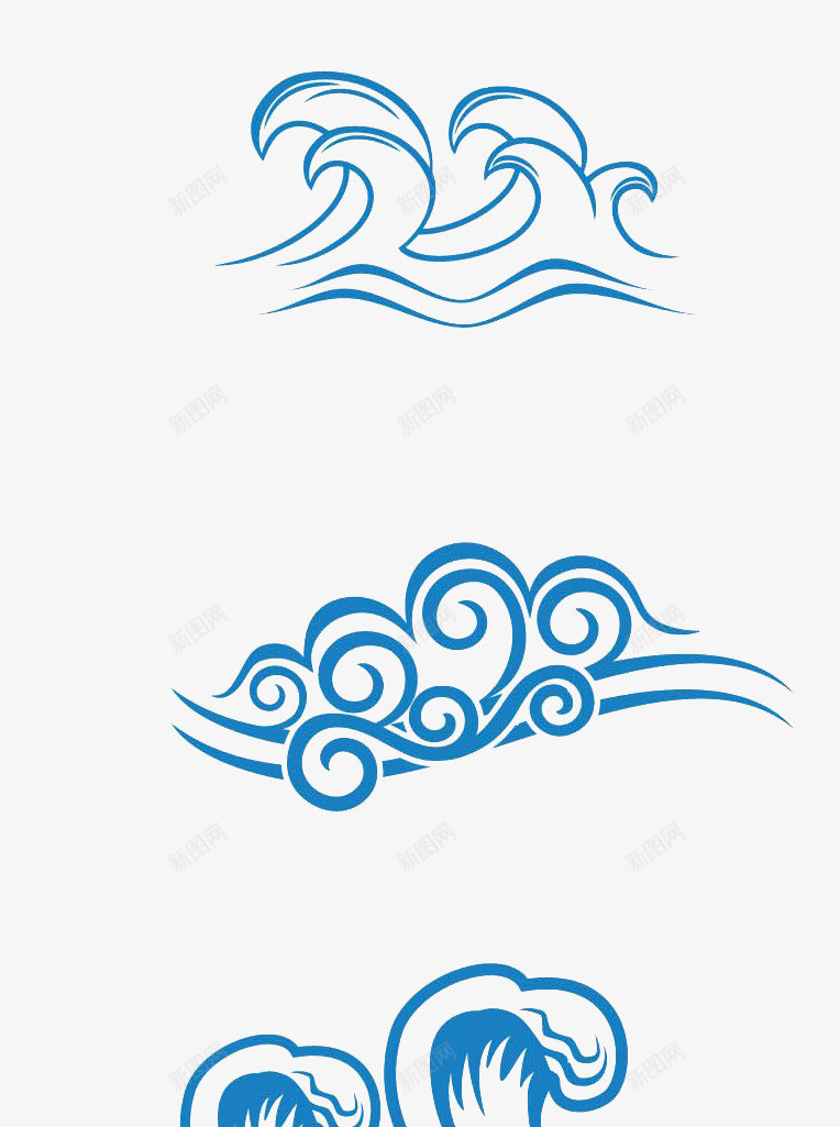 蓝色图案png免抠素材_88icon https://88icon.com 图案 弧形艺术波浪形图案 水纹 水纹线条 波浪 蓝色