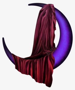 布幔月亮卡通紫色的月牙高清图片