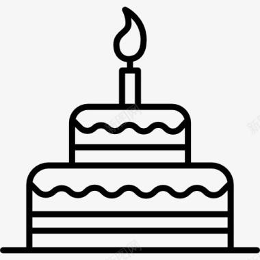 巧克力面包生日蛋糕和蜡烛图标图标