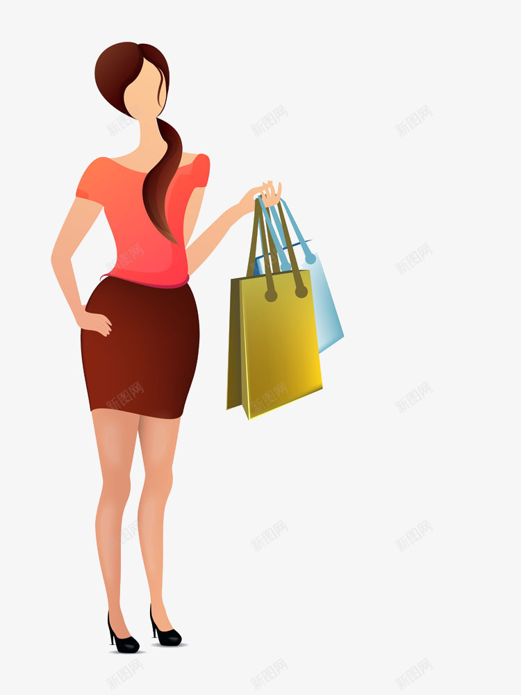 提着袋子的女人png免抠素材_88icon https://88icon.com 买东西 妇女 扁平化 购物袋
