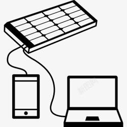 电荷手机和笔记本电脑充电的太阳能电池板图标高清图片