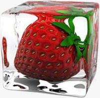 夏日冰块草莓水果素材