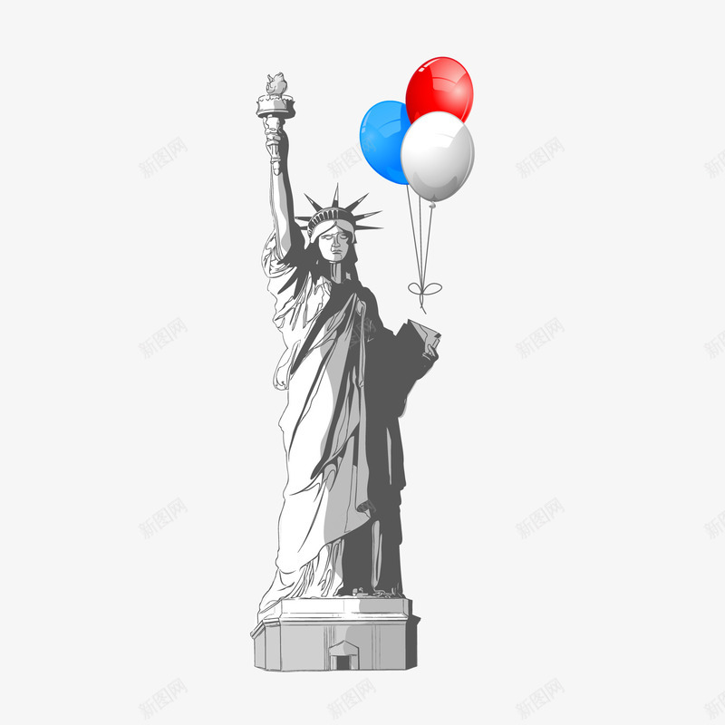 美国独立日庆祝元素png免抠素材_88icon https://88icon.com 气球 独立日 美国 美国元素 自由女神像
