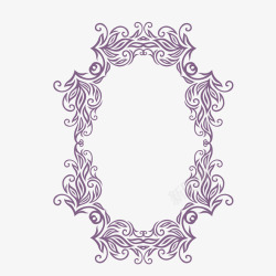 紫色波浪花边镜框欧式素材