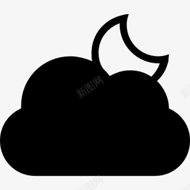 黑毛狗夜间多云天气符号图标图标