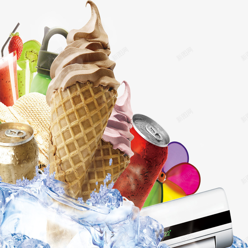夏日冷饮png免抠素材_88icon https://88icon.com 冰块 冰镇饮料 巧克力冰淇淋 巧克力蛋筒