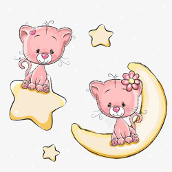 粉色小可爱卡通小猫高清图片
