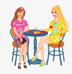 茶杯带水聊天喝茶的两个女子高清图片