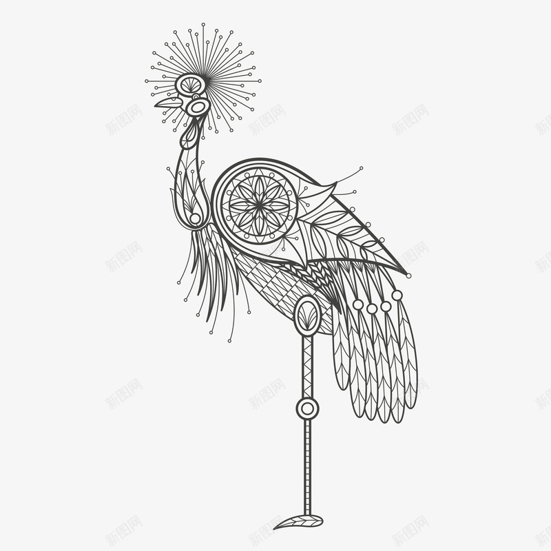 孔雀黑白图腾线稿矢量图eps免抠素材_88icon https://88icon.com 动物 图腾 孔雀 站立 精致 线条 线稿 美丽 黑白 矢量图