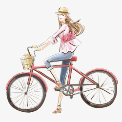 骑单车的女人素材