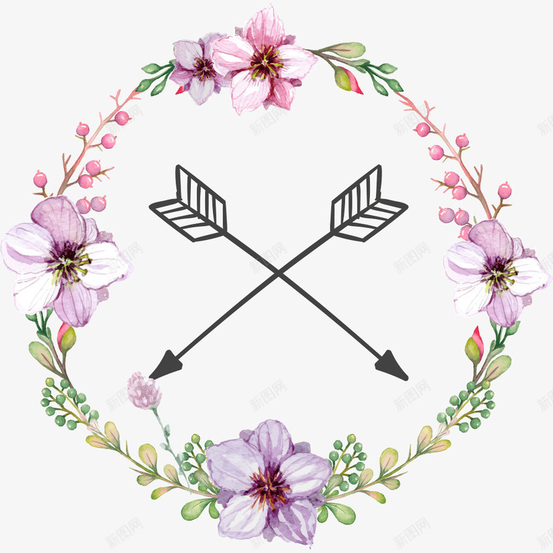 带箭的美丽花圈png免抠素材_88icon https://88icon.com 一朵 美丽花圈 美丽鲜艳的 花带箭的