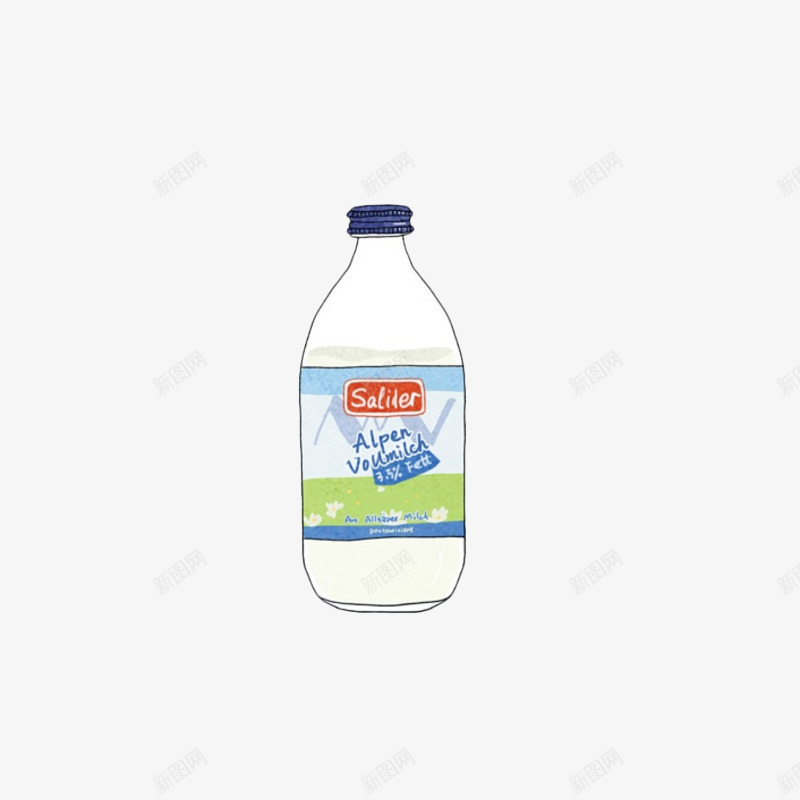 牛奶瓶子png免抠素材_88icon https://88icon.com 卡通 手绘 水彩 牛奶 瓶子