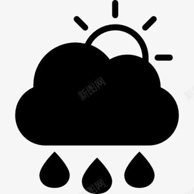 雨风雨交加的雨天天气界面符号图标图标