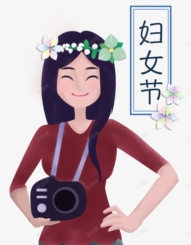 妇女节手绘卡通摄影师人物插画psd免抠素材_88icon https://88icon.com 38 人物插画 卡通手绘 女人 妇女节 挂着相机 摄影师