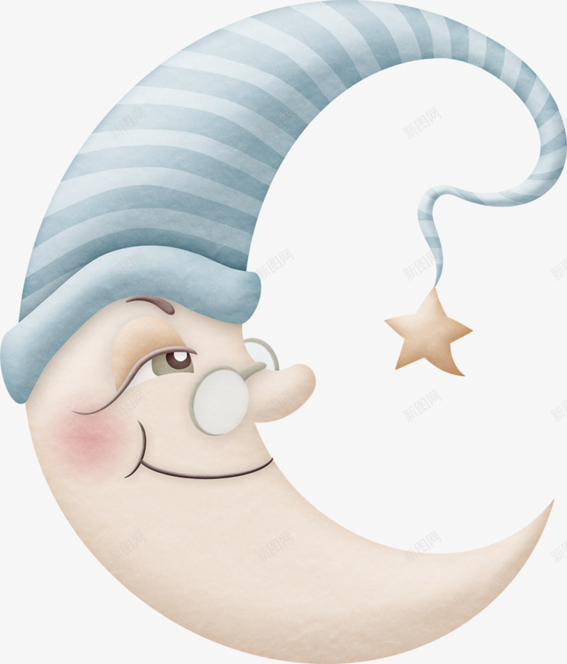 卡通月亮帽子装饰图案png免抠素材_88icon https://88icon.com 免抠PNG 卡通 帽子 月亮 装饰图案