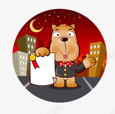 红色标签夜空中的小熊拿着奖状图标图标
