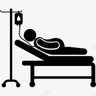 女人的床上怀孕的女人躺在医院的床图标图标