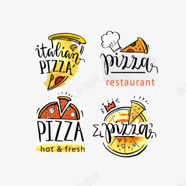 矢量日本菜可爱手绘意大利披萨标识矢量图图标图标