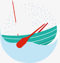 帆船和红色船桨矢量图素材