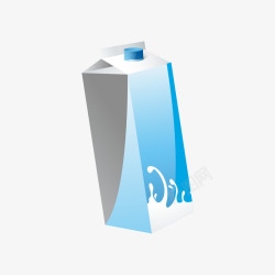蓝灰色牛奶盒矢量图素材