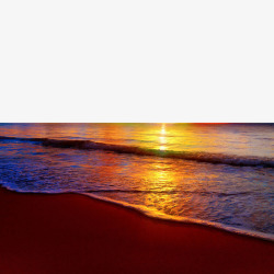 夕阳下金色的沙滩美丽的大海素材