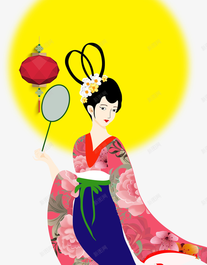 中秋节装饰卡通手绘嫦娥png免抠素材_88icon https://88icon.com 中秋节 卡通手绘 嫦娥 月亮 灯笼 装饰图案