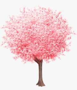 卡通手绘美丽的粉色的树素材