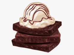 朱古力蛋糕冰淇淋朱古力切块坚果巧克力手绘矢量图高清图片