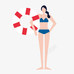 一个手臂挂着游泳圈的女人矢量图素材