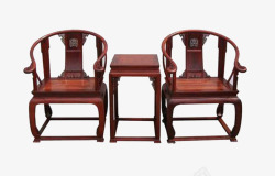 中国传统老酸枝红木椅三件套素材